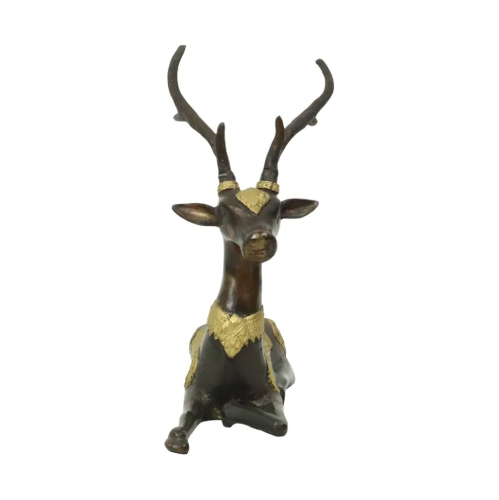 Sculpture vintage en bronze représentant un cerf couché, Sarreid Ltd, 32 cm