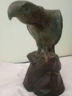 Scupture - Armand Fagotto - Aigle sur un rocher - Terre cuite & patine