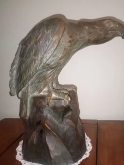 Scupture - Armand Fagotto - Aigle sur un rocher - Terre cuite & patine