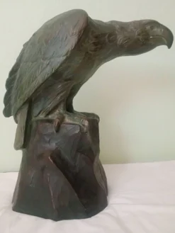 Scupture - Armand Fagotto - Aigle sur un rocher - Terre cuite & patine
