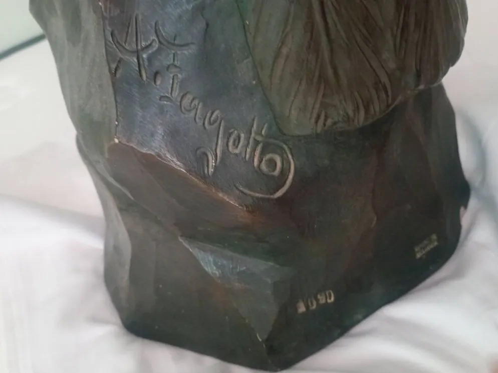 Scupture - Armand Fagotto - Aigle sur un rocher - Terre cuite & patine