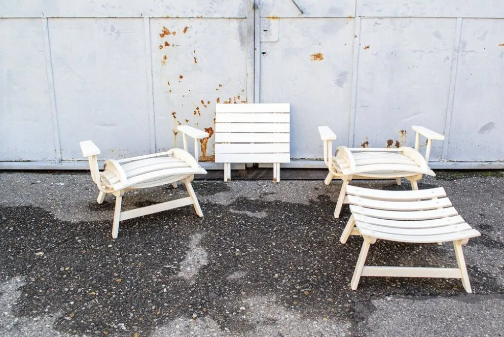 Sedie da giardino pieghevoli di Carlo Hauner per BFC, anni '60, set di 4
