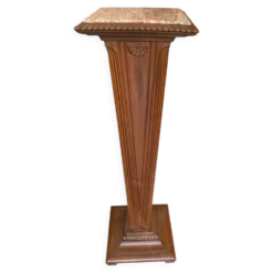 Sellette colonne ancienne en bois et marbre – Style Art Déco