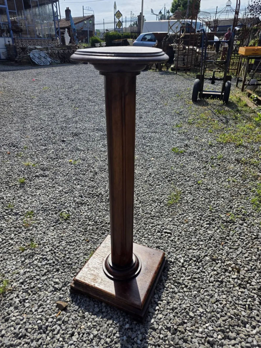 Sellette colonne en chêne massif