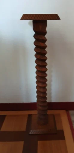 Sellette Colonne Torse Vintage - Bois Massif Sculpté - Style Art Déco