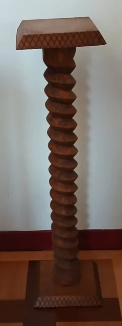 Sellette Colonne Torse Vintage - Bois Massif Sculpté - Style Art Déco
