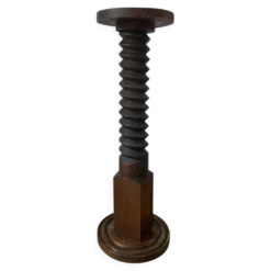 Sellette, colonne vis de pressoir en bois