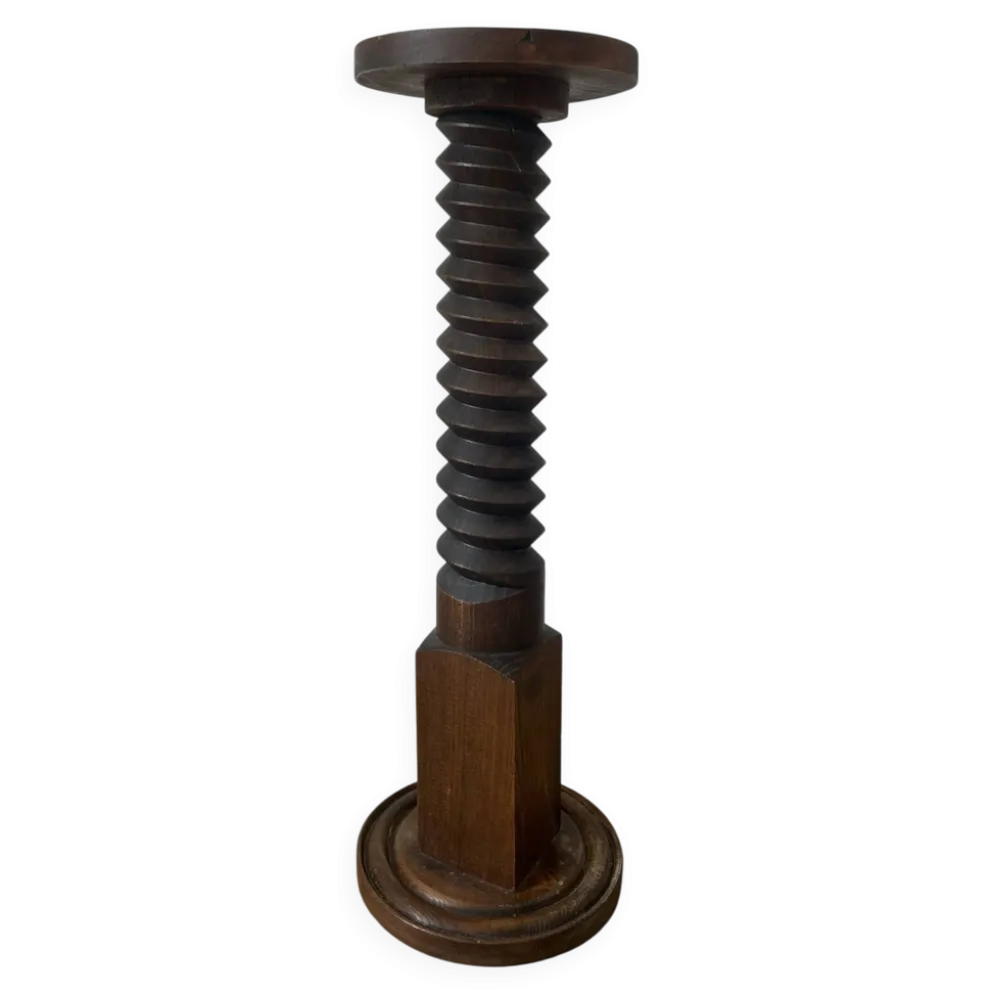 Sellette, colonne vis de pressoir en bois