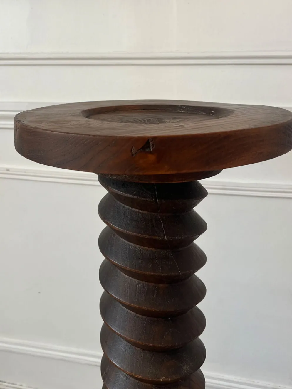 Sellette, colonne vis de pressoir en bois