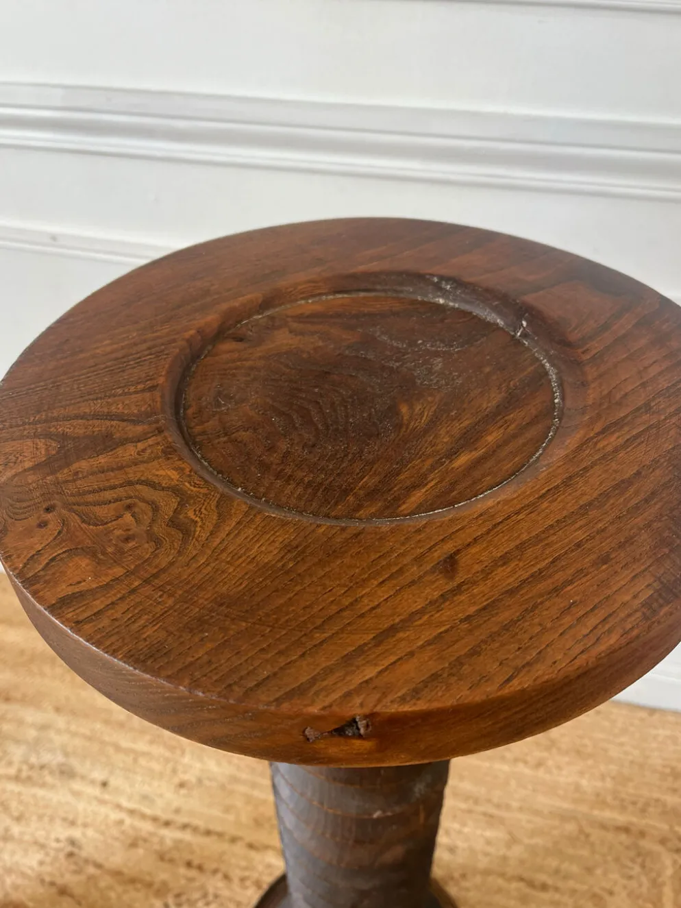 Sellette, colonne vis de pressoir en bois