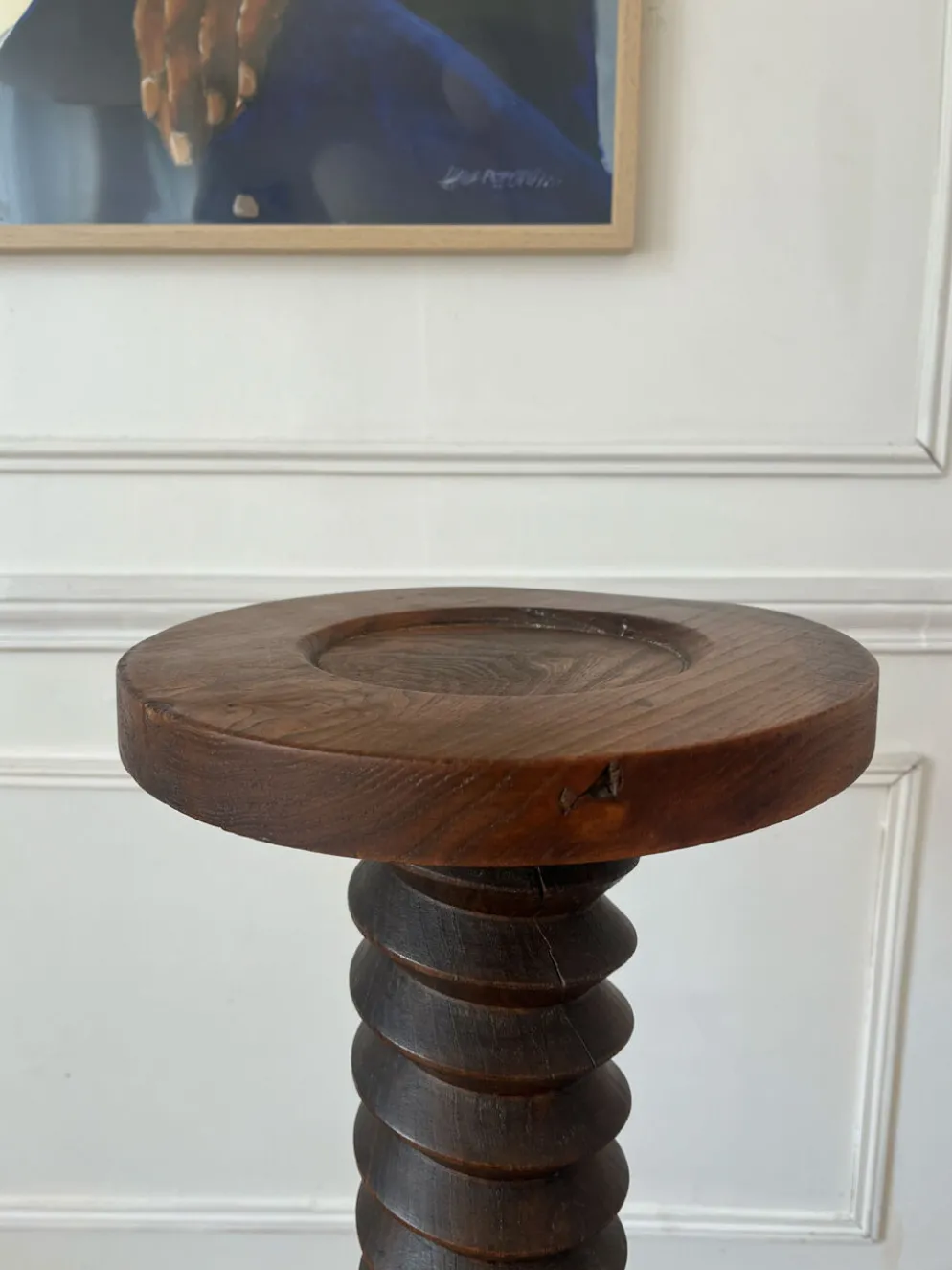 Sellette, colonne vis de pressoir en bois