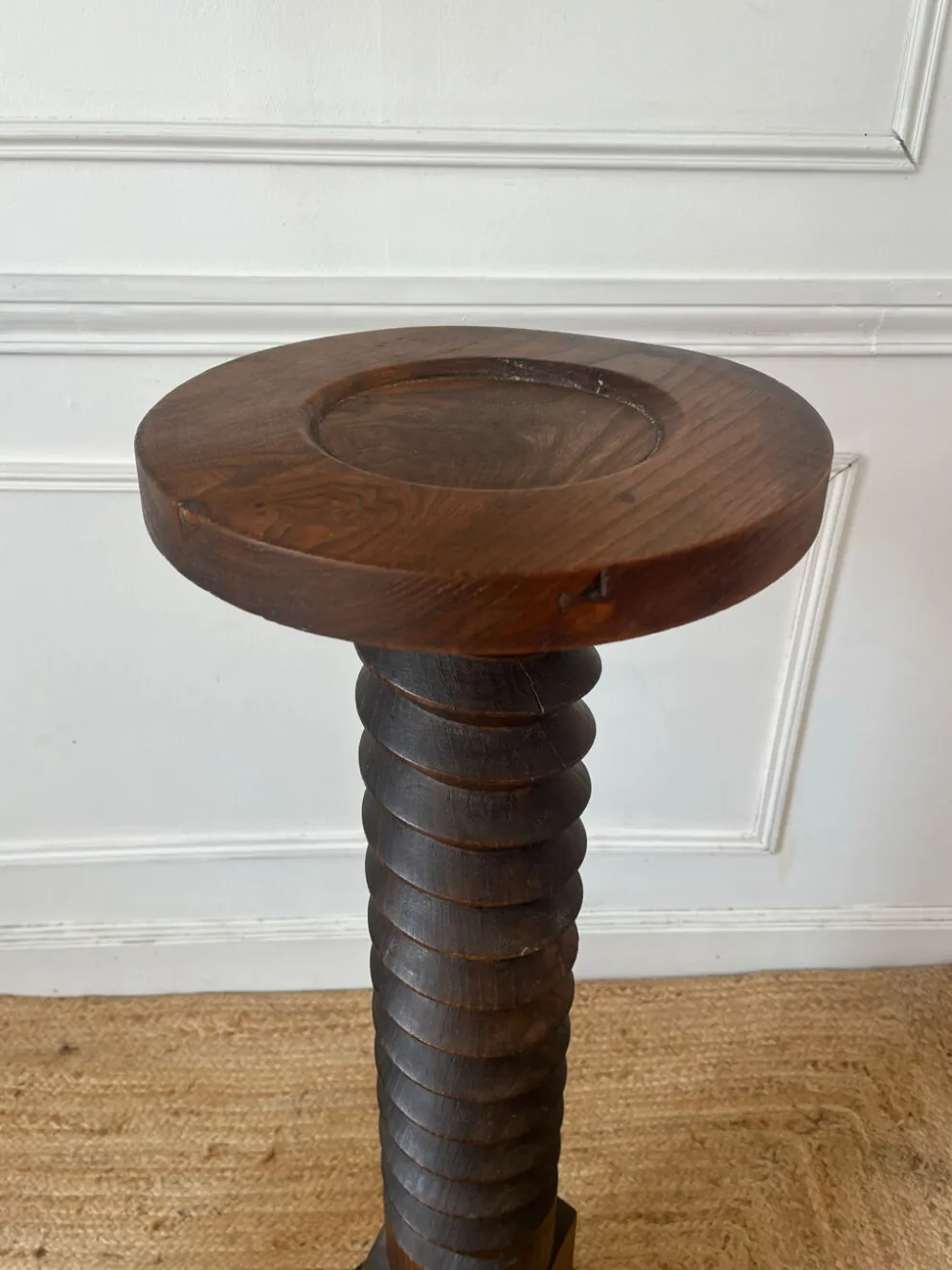 Sellette, colonne vis de pressoir en bois