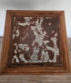 Sellette porte-plante haute en bois sculpté et marbre Art nouveau