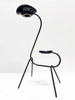 Sellette vide-poche zoomorphe fer forgé et céramique. France, années 60