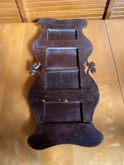 Serre Livres Ancien Extensible Bois Sculpté Motif Végétaux Vintage #E3