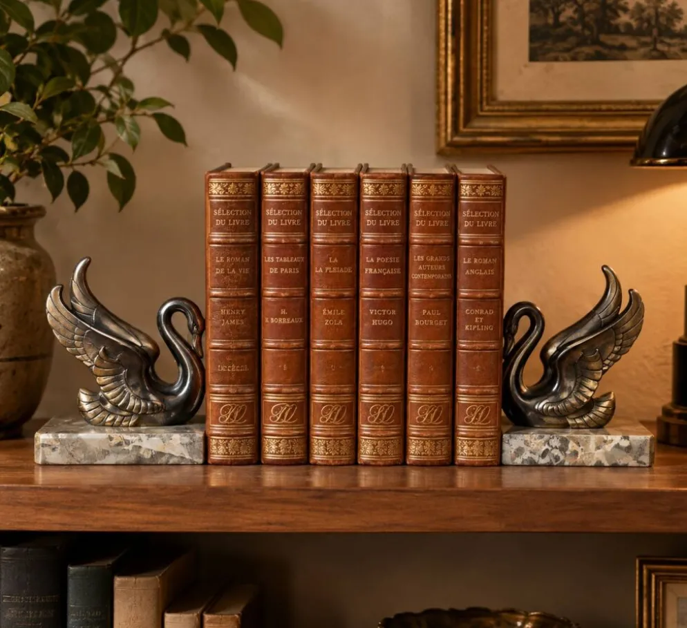 Serre-livres Art Déco Cygnes