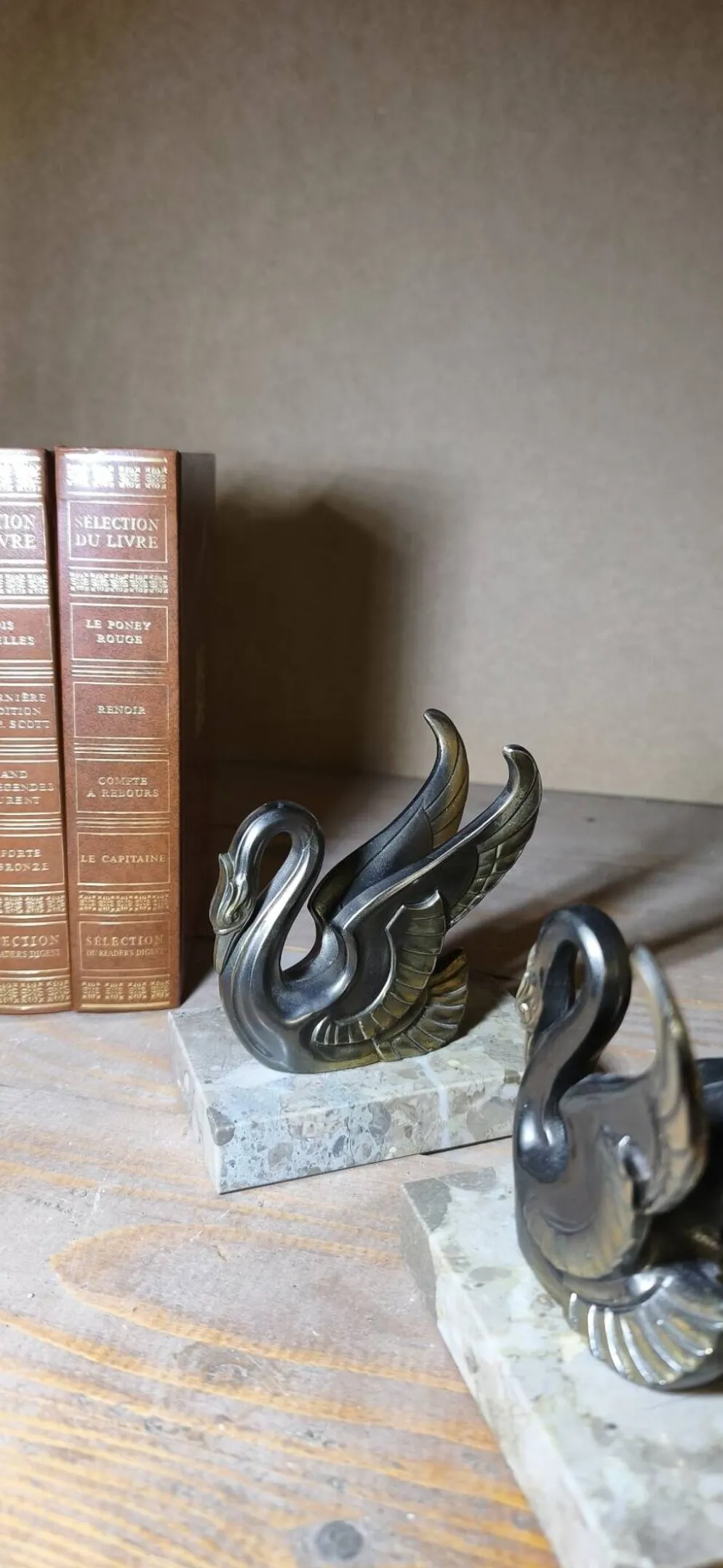 Serre-livres Art Déco Cygnes