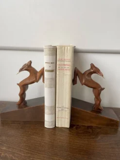 Serre-livres bouquetins en bois