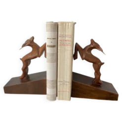 Serre-livres bouquetins en bois
