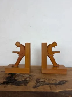 Serre-livres cubistes en bois sculpté, Allemagne milieu XXème