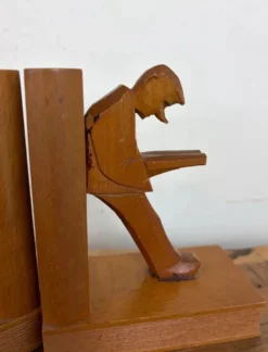 Serre-livres cubistes en bois sculpté, Allemagne milieu XXème