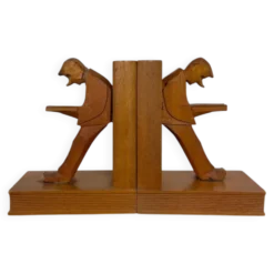 Serre-livres cubistes en bois sculpté, Allemagne milieu XXème