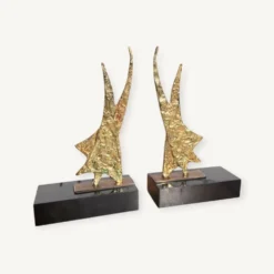 Serre livres en bronze doré vers 1960