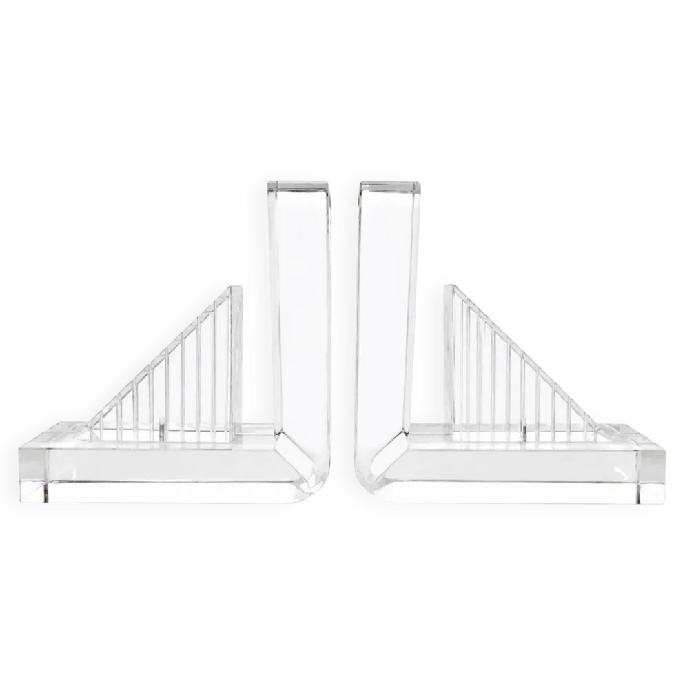 Serre-livres en méthacrylate massif – Design moderniste rare, années 1980