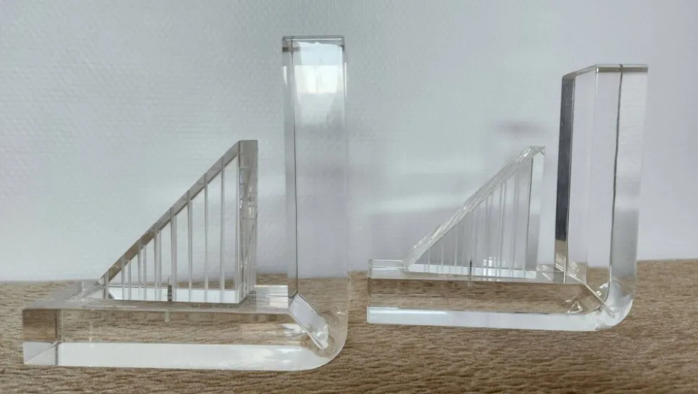 Serre-livres en méthacrylate massif – Design moderniste rare, années 1980