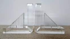Serre-livres en méthacrylate massif – Design moderniste rare, années 1980