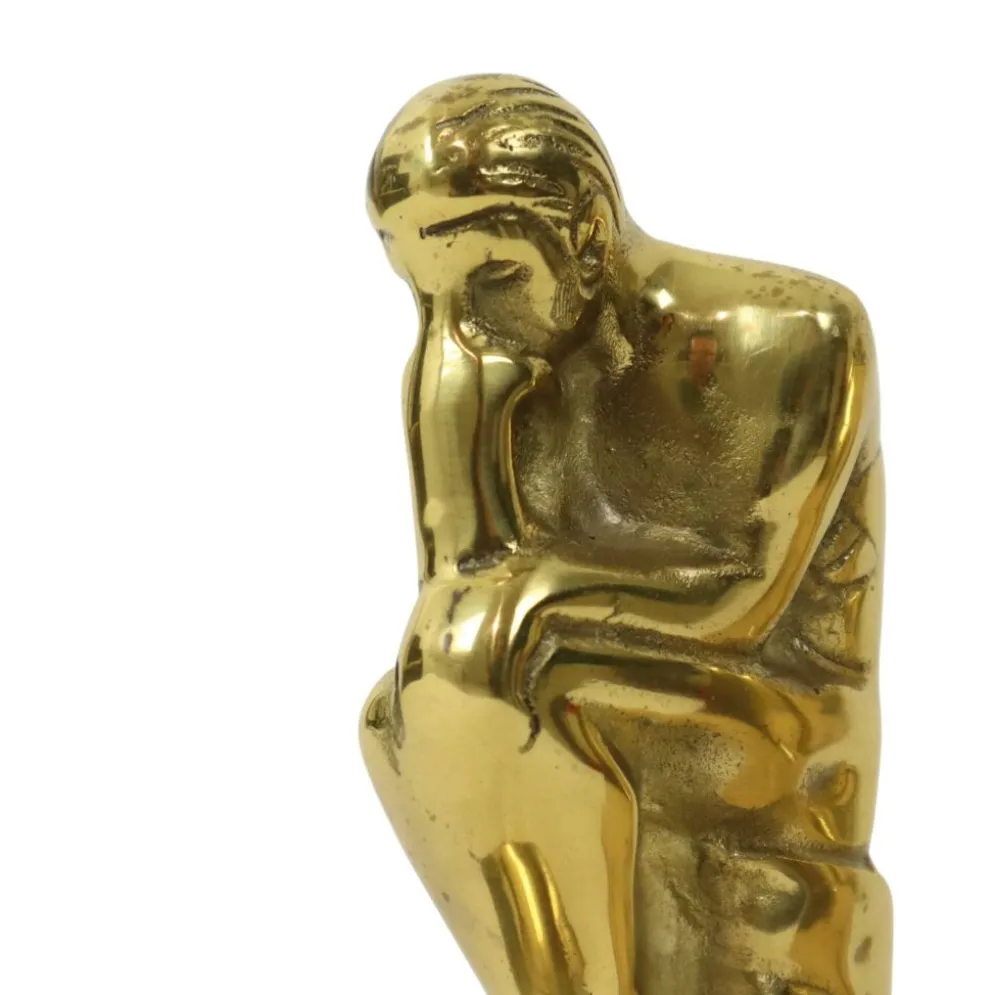 Serre-livres italiens en laiton "Le Penseur" Rodin Regina
