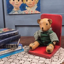 Serre-livres ourson vintage en bois peint – Déco enfant rétro