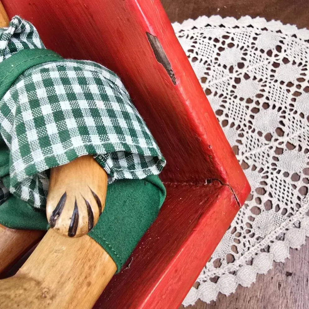 Serre-livres ourson vintage en bois peint – Déco enfant rétro