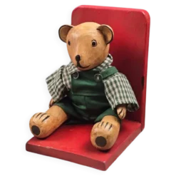 Serre-livres ourson vintage en bois peint – Déco enfant rétro