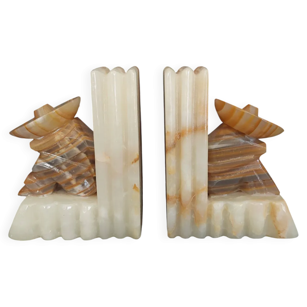 Serre-livres vintage onyx Mexicains assoupis années 60-70