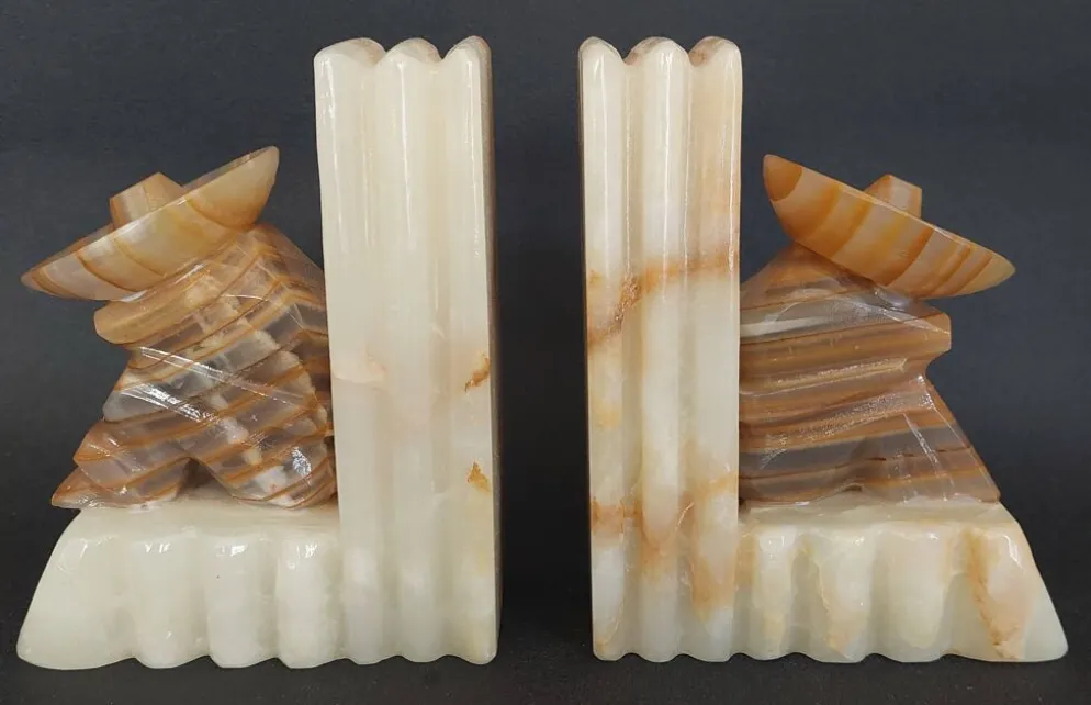 Serre-livres vintage onyx Mexicains assoupis années 60-70