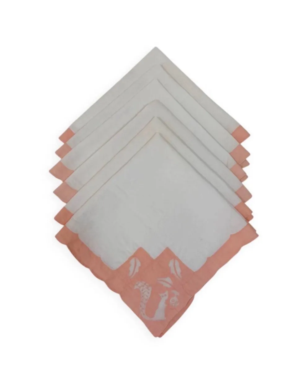 Service de table art déco 1930 : grande nappe rectangulaire et 6 servi