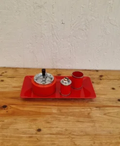 Service fumeur vintage orange Soveno Made in France années 70
