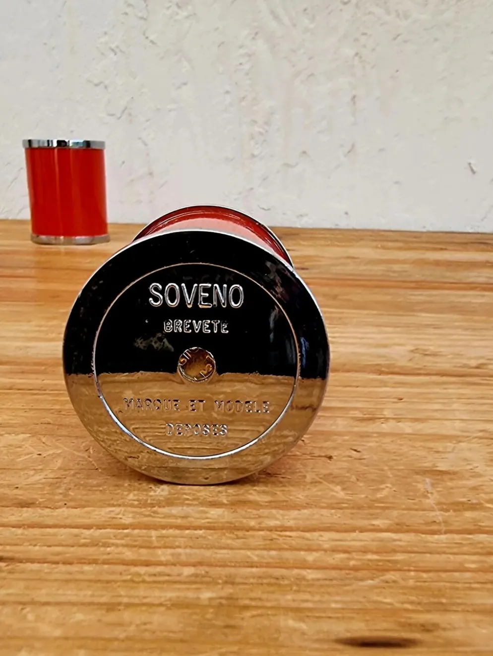 Service fumeur vintage orange Soveno Made in France années 70