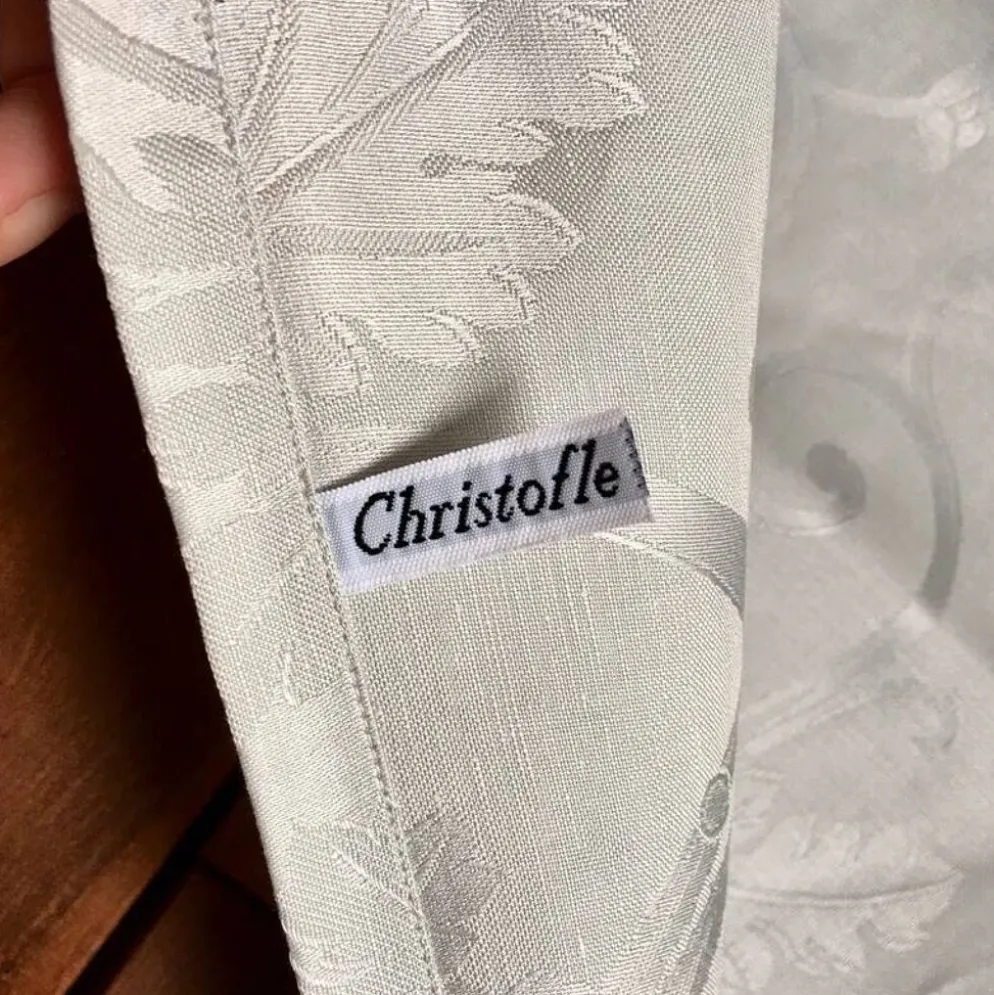 Serviette Christofle "Orangerie" coton Gris damassé
