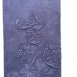 Serviette de table ancienne brodée AC violette