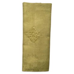 Serviette de table ancienne verte brodée F