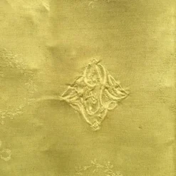 Serviette de table ancienne verte brodée F