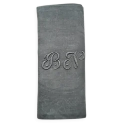 Serviette de table grise ancienne brodée BN