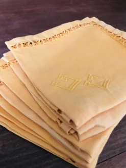 8 serviettes anciennes monogrammées CG - 38x38 cm - Coton