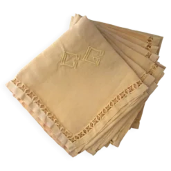 8 serviettes anciennes monogrammées CG - 38x38 cm - Coton