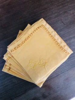8 serviettes anciennes monogrammées CG - 38x38 cm - Coton