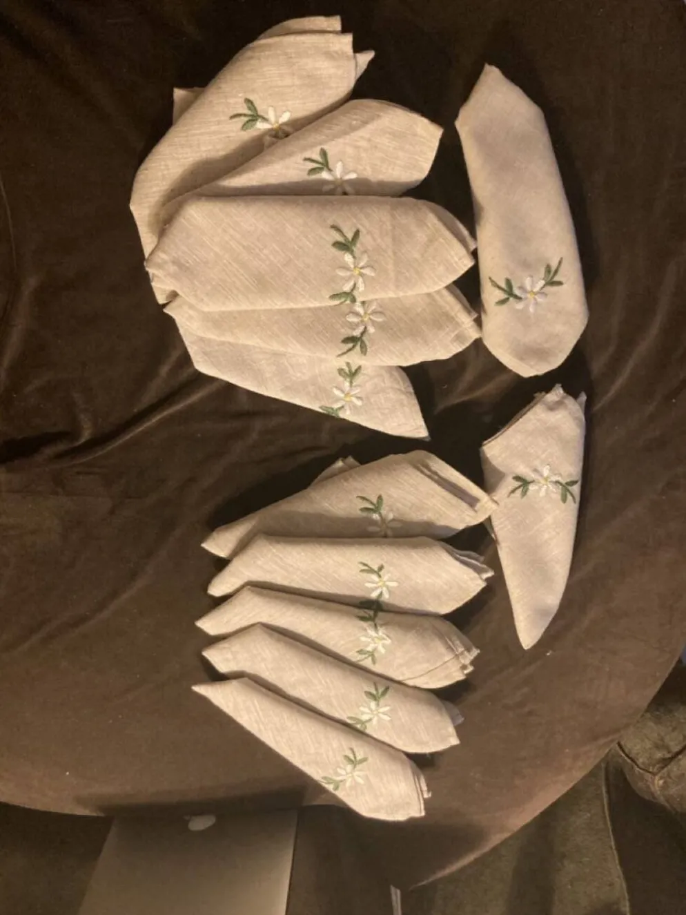 Serviettes brodés en lin et coton