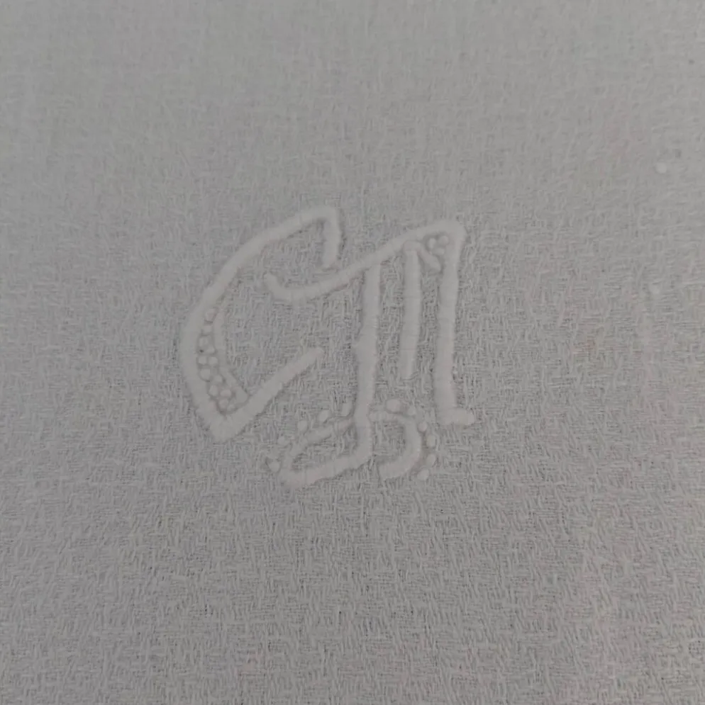 12 serviettes de table anciennes coton blanc monogramme CM