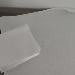 12 serviettes de table anciennes coton blanc monogramme CM